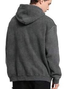 FAIABLE Mens Hoodies Oversized Unisex Wash Hoodie Heavyweight Fleece Vintage Cotton Sweatshirt Men Women Streetwear - 碳灰 - 查看 6