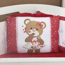 Kit Mini Berço Menina Menino com Trança Sublimado Light 10 Peças - Juju Vermelho - Visão 2