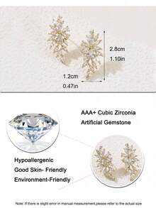 1 par de pendientes de botón con forma de pluma de circonita cúbica de lujo para mujeres y niñas, regalo para fiesta de cumpleaños, amistad y uso diario