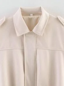 Áo khoác bomber nữ thời trang, thanh lịch, màu trơn, cổ bẻ, cài nút phía trước, phù hợp mặc hàng ngày/áo khoác cơ bản nhẹ, có túi và khóa kéo cho mùa xuân/hè, tiệc biển, đám cưới, lễ tốt nghiệp/trang trọng, thanh lịch/áo khoác màu trắng trơn/áo khoác cơ bản nhẹ, thanh lịch, có túi và khóa kéo cho mùa hè/đa năng cho mùa xuân/hè/đông/trang phục tốt nghiệp/thường ngày, trang trọng, cơ bản hàng ngày/có túi và khóa kéo, nhẹ - Màu be - Xem 4