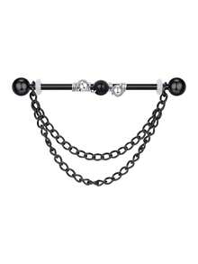 Black Industrial Barbell Earrings, Stainless Steel Cubic Zirconia Industrial Bar Piercing, Punk Long Flexible Cartilage Helix Piercing Earrings For Woman Man, Spiral Piercing Jewelry Party Daily Wear Night Out Social Gift