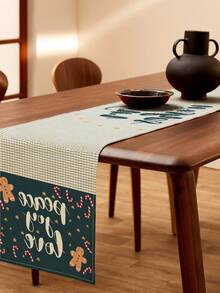 1 pieza Camino de mesa de lino con estampado navideño, adecuado para fiestas, cumpleaños, cenas, decoración de mesa de cocina y comedor, cubierta para mueble de zapatos, decoración del hogar para todas las temporadas