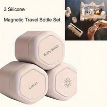 3 Silicone Magnetic Travel Bottle Set - Leakproof, Waterproof, Odorless, Rotary Lock Design, Suitable For Fitness, Hiking And Outdoor Activities, Christmas Gift - 白色 - 查看 2