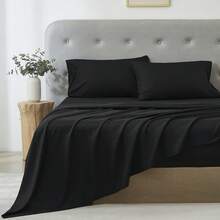3/4 Piece Home Bed Sheet Set, Soft, Comfortable And Breathable Bedding Set, Hotel Luxury Home Summer Bedding Sheets Twin, 1 Or 2 Pillowcases, 1 Flat Sheet And 1 Fitted Sheet,Room Decor, Ideal Gift. - 黑色 - 查看 8
