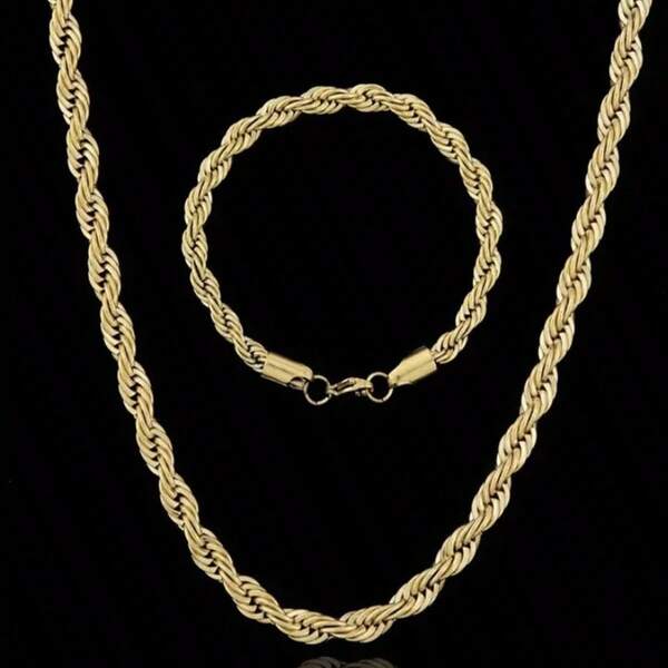 Pulsera de collar con cadena trenzada de acero inoxidable simple, plateada y dorada, para hombres, estilo hip hop, joyería para hombres y mujeres, regalo de San Valentín para parejas.