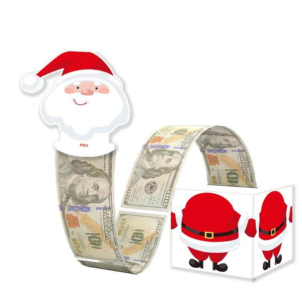 FZZ Cofrinho surpresa de Natal, item essencial para as festas, caixa de doces com mecanismo para puxar dinheiro, presente com tema de Natal para puxar dinheiro, adequado para reuniões familiares