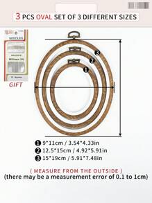 3 قطع/4 قطع أطواق تطريز خشبية بنية داكنة بطراز رجعي، أطواق تطريز DIY بطراز عتيق، أطواق غرزة متقاطعة، أطواق تطريز، أطواق لتعليق أحلام الريح، مصنوعة من ABS وPVC متين، مع خطافات معدنية برونزية للتعليق، يمكن استخدامها كديكور للحقائب والملابس والهواتف والمفاتيح، ديكور هالوين وعيد الميلاد، ديكور المكتب والسرير، تعليق السيارة، تشمل 16 إبرة تطريز للخياطة والاستخدام المنزلي