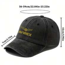 Gorra de béisbol con estampado de letra "AVIREX", ligera y transpirable, sombrero de abuelo/papá | Sombrero unisex para skateboard, actividades al aire libre, playa, deportes y uso casual, regalo para festivales, diseño sencillo y cómodo, para uso diario, gorra con visera, tela transpirable, ajuste cómodo, sombrero estampado, accesorio para mujer, entusiasta del aire libre - Negro - Ver 3