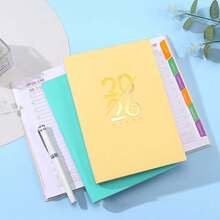 2026 English Schedule Book - Artificial Leather Hardcover Edition, Monthly And Sunday Layout, New Calendar Log: Self Discipline Check In, Time Management, Suitable For Office Use, Modern Cover Design