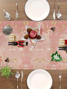 1pc/10pcs Christmas Ballet Girl Table Runner, Christmas Home Decor, Seasonal Winter Home Decoration, Modern Style, Linen-Like Material, 33*91CM/33*183CM/33*274CM, 3 Size Options, Christmas Home Decor Indoor Outdoor Party Supplies, Christmas Theme Decoration, Room Decor. Suitable For Home Kitchen Decor And Christmas Party Decoration