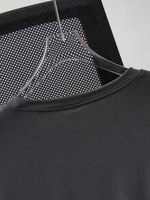 populares de la nueva temporada 2026 Manfinity Homme Men's Letter Print Round Neck Short Sleeve Casual Slim Fit T-Shirt - Gris 3 - Ver 4
