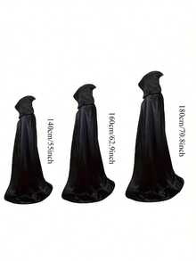1 buah Jubah Berkerudung Halloween, Kostum Cosplay Satu Lapisan untuk Pertunjukan Panggung, Pesta Topeng & Pesta, 5 Ukuran (120/140/150/160/180), Hadiah Sempurna - Hitam - View 4