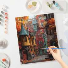 1 pieza Kit de pintura por números DIY para adultos, pintura de lienzo con paisaje de calle, para decoración del hogar de 40x50cm/16x20 pulgadas sin marco