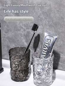 Tasse à brosse à dents au motif glaciaire de luxe léger, simple et transparente, tasse de salle de bain minimaliste, décoration de la maison, accessoires de salle de bain, ustensiles de cuisine, fournitures de salle de bain, hygiène bucco-dentaire pour la rentrée scolaire