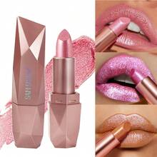 SAM SUGAR 1pc Diamond Pearl Gloss Lipstick, Waterproof, Sparkling, Moisturizing, Long-Lasting Lip Gloss, Versatile For Holidays, Parties, Stage Makeup - 彩色 - 查看 5