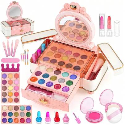 Bộ đồ chơi trang điểm mỹ phẩm cho trẻ em (Nhiều màu sắc) Bộ đồ chơi trang điểm giả vờ, Quà tặng cho bé gái/Sinh nhật/Ngày lễ