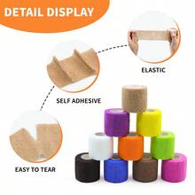 48/24/16/12/8/6/4件 12色。自粘绷带。透气粘性绷带。包裹卷。弹性自粘胶带。适用于伸展运动、体育活动、手腕、脚踝、兽医 2.5厘米/5厘米/7.5厘米/10厘米*450厘米。 - 彩色 - 查看 4