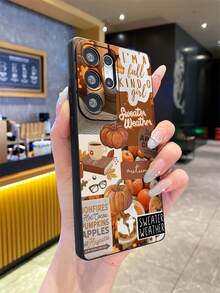 1pc Autumn Pumpkin, Coffee, Book, Apple, Star Graphic Patchwork Letter Newspaper Eye TPU Shockproof Phone Case, Suitable As Holiday Gift Compatible With Iphone Xs/Xsmax/Xr/11 12 13 14 15 16pro/Promax/14 15 16plus, Nothing, Pixel, INFINIX, Redmi Series Phones