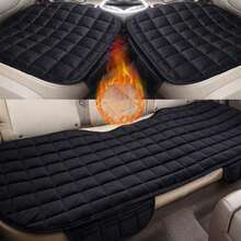 1pc Plush Checkered Car Seat Cushion, Thick Padded, Backless, Warm, Breathable, Anti-Slip, Suitable For All Seasons