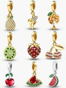 1 PC 925 Sterling Silver Delicate Fruit Series Beads Pendant Charm Pendant Ball Suitable For Bracelets DIY Women's Jewelry - Fruit - View 2