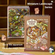 贴纸书、阳光小镇系列微缩场景书、3D卡通房屋DIY风景装饰贴纸相册、DIY拼贴装饰纸质配件、适合各种场景的笔记本贴纸、手机壳、水杯贴纸、剪贴簿日记本笔记本贴纸 - 彩色 - 查看 6
