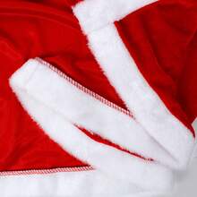 1pc Christmas Costume Cloak, Santa Claus Hooded Cloak, Red With White Furry Trim Tie-Up Thick Windproof Cloak - Christmas Hat Party Outfit For Men And Women