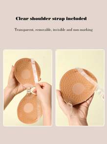 1pc 5cm Thick Invisible Bra (With Non-Slip Shoulder Straps) / Bust Enhancing / Lifting, Suitable For Strapless Dresses, Enhances Cleavage, Lifts And Shapes Small Bust, Strapless Bra, Evening Gowns, Wedding Dresses - Apricot - View 4