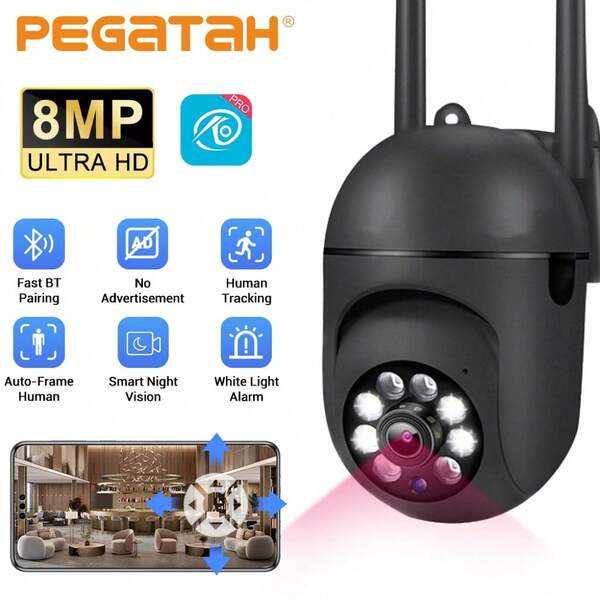 8MP Cameras 2.4G Wifi Color Night Surveillance IP Outdoor Humanoid Tracking Home 4.0X Zoom No Ad APP Light Alarm CCTV Camera