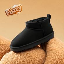 Kids' Winter Snow Boots - Warm Ankle-Length Waterproof Shoes With Faux Fur, Non-Slip For Boys & Girls - 黑與白 - 查看 7