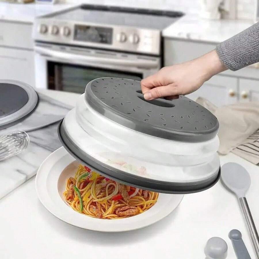Microwave Splatter Cover With Steam Vent And Handle, Silicone Food Microwave Cover, Prevents Splattering And Keeps Microwave Clean, Space-Saving Design, Easy To Clean And Store, Heat Resistant, Perfect For Reheating Food, Fits Most Standard Size Plates And Bowls. - Nhiều màu - Xem 1