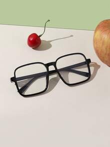 1 pieza Gafas cuadradas grandes con montura de acrílico con estampado de leopardo, estilo casual de campus, de moda, sin graduación, para uso diario de lectura y accesorios de viaje, para adolescentes de 14 a 16 años