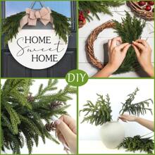 1 pieza Rama artificial de pino con 7 ramas, piñas, accesorios de plástico, decoración navideña, plantas falsas para decoración de habitación, decoración de otoño, flores y plantas falsas, materiales DIY para centros de mesa, accesorios para árbol de Navidad, decoración del hogar, suministros para fiestas navideñas