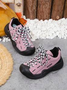 1 par de zapatillas casuales de moda ligeras con puntera de PU antideslizante, adecuadas para el otoño, unisex