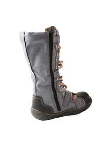 1 PairTMA EYES Women's Flat Bottom Padded Warm Thigh High Boots PU Leather Casual Side Zip Women's Boots - 黑色 - 查看 4