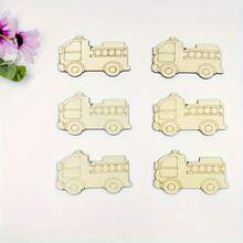 10pcs Wooden DIY Craft Fire Truck Shapes, Suitable For Painting, Graffiti Art And Home Decor - Great For Weddings, Birthdays And Parties