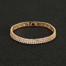 Multi-Layered Rhinestone Wrap Cuff Bracelet Vintage Crystal Open Wide Bangle Cuff Sparkly Bridal Prom Party Stretchy Wrist Jewelry For Women - Vàng - Xem 1