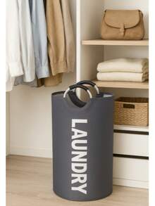 Foldable Dirty Clothes Storage Basket, Large Capacity Laundry Hamper, Bathroom Cloth Organizer Bin, Fabric Washing Bag, Collapsible Toy Storage Basket - Grey - View 2