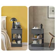 SoBuy FBT49-N, Bedside Table Night Stand Side Table End Table Coffee Table With 1 Drawer And 2 Shelves, Natural - Grey - View 9