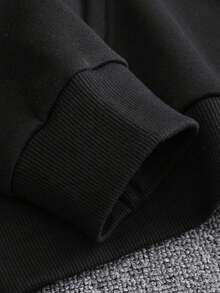 Customized Plus Size Men's Hoodie With Personalized Text, Upload Your Own Text/Name/Blessing/Holiday/Anniversary, Personalized Text Customization, Birthday/Valentine's Day/Father's Day/Party Anniversary/Birthday Gift, Black Plus Size Sweatshirt, Best Friend Gift, Anniversary Gift, Company Team Building Uniform Customization - Black - View 6