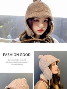 The New Autumn And Winter Style With A Velvet Cap For Warmth, Thickened Windproof, Korean-Style Ear-Protecting, Stylish And Versatile, Cycling Lei Feng Cap For Women - Multicolor - View 5