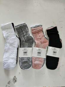 kit 6 par meias feminina  bom qualidade ótimo valor cano longa branco com textura