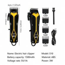 Elektrische Haarschneidemaschine für Herren, wiederaufladbar, kabellos, Haarschneider, Kopfrasierer, Bartschneider, elektrische Haarschneidemaschine, 1500mAh