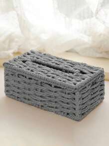 1pc Woven Tissue Box Holder, Rectangular Covered Tissue Box, Rattan Tissue Box Rack, Bohemian Style Woven Tissue Box Holder, Suitable For Bathroom, Bedroom, Shelf, Living Room, Dining Room Decor & Storage, Halloween Tissue Box Decor, Christmas Gift - Multicolor - View 10