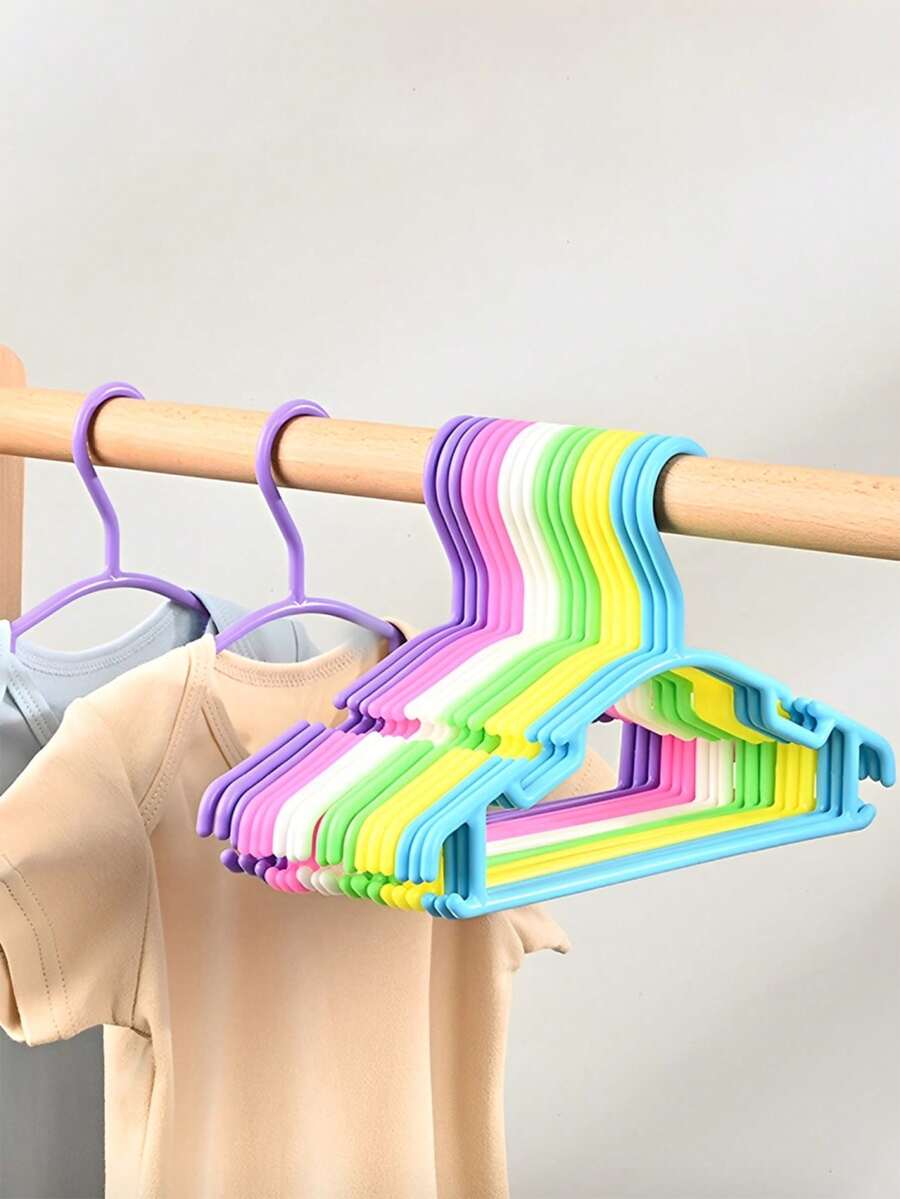 10/20 件儿童衣架，10.63 英寸小号塑料童装挂钩，耐用防滑衣架，儿童衣架，婴儿衣架，塑料婴儿衣架，超耐用儿童衣架，幼儿衣架，婴儿托儿所衣物收纳 - 彩色 - 查看 1