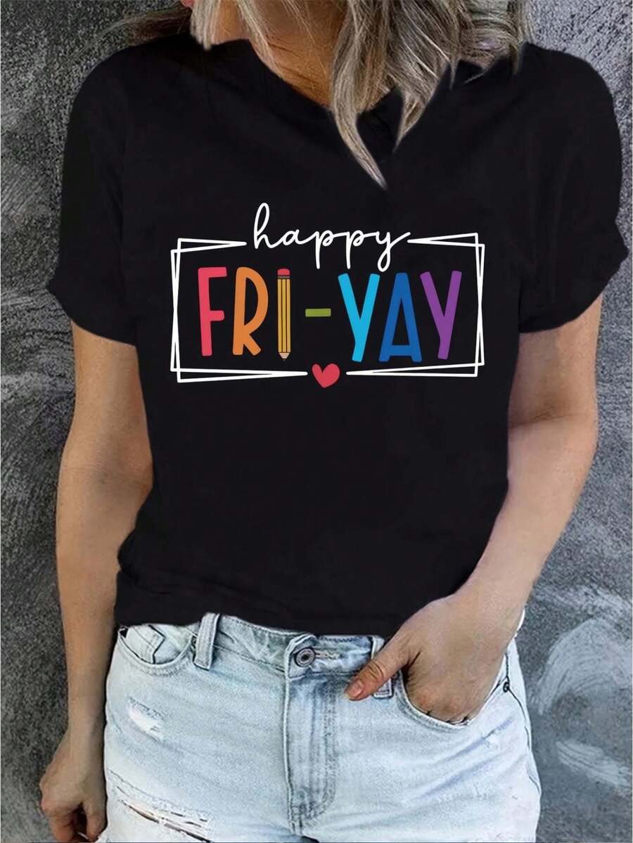 Perfect Spring And Summer Short Sleeve Crew Neck T-Shirt Fall Women Clothess For Women - Casual - Black - View 1