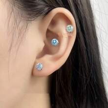 SENLANSP 1pc Luxury G23 Titanium Internally Threaded Dermal Anchor With Synthetic Opal Centered Rose, Perfect Gift, Hypoallergenic, Comfortable Wear