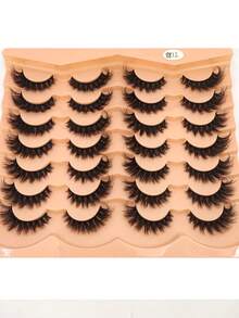 HBZGTLAD 5 种款式，14 对卷曲、浓密、纤长仿貂皮睫毛，交叉、自然蓬松睫毛，DD 卷曲，自然长度，手工制作 3D 睫毛，化妆假睫毛，可重复使用的练习睫毛 - 黑色 - 查看 14