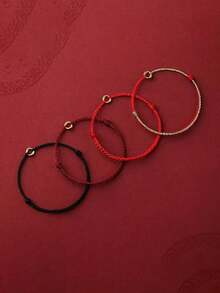 1条时尚编织幸运红绳手链，男女皆宜，情侣款，简约风格，手工制作，适合日常佩戴、派对、朋友生日礼物，多种颜色可选