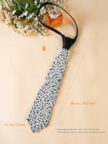 1 pieza Corbata de lujo premium para mujer, corbata de cuello totalmente hecha a mano con cuentas y cremallera, diseño versátil y lujoso adecuado para primavera, verano, otoño e invierno para vestir, para decoración navideña - Multicolor - Ver 17