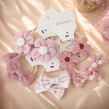 10 diademas con flores y lazos de colores, diademas de poliéster suave, perfectas para uso informal, accesorios para el cabello de diseño juguetón C2U8 - 10 Piezas Color Caqui - Ver 8